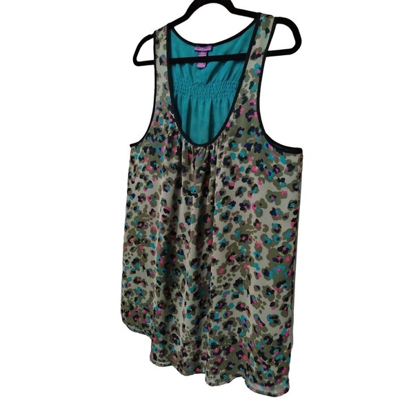Beverly Drive Tank Top Size 16/18 Sleeveless Multicolor Leopard Print - Picture 3 of 6